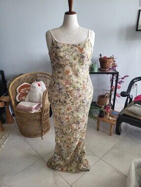 NWT Kilo Brava Multi Sparkle Champagne Embroidery Maxi Dress XXL (Runs Small)